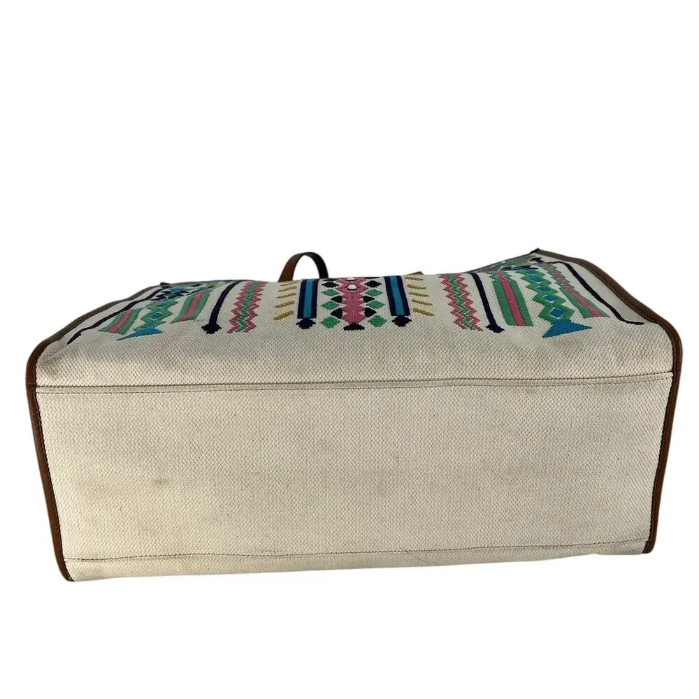 ETRO Embroidered Canvas Shopper Tote Bag Neutrals‎